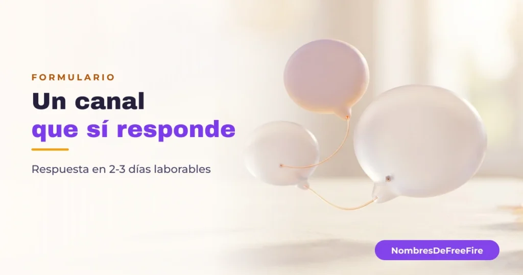 Formulario de contacto de NombresDeFreeFire para avisos y correcciones